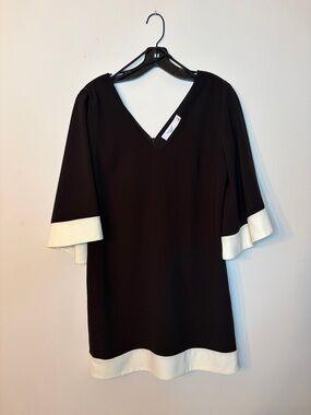 ALI & JAY Black Mini Dress with White Cuffs and Hem